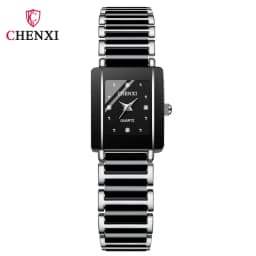 CHENXI 104A Brand Men Quartz Watch Elegant Square Dial Reloj Ceramic Strap Waterproof Simple Montre Lady Fashion Couple Watches