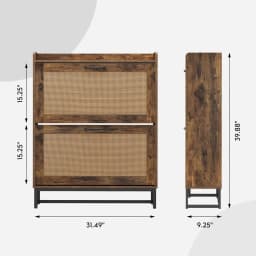Shoe Rack With 2 Flip-up Drawers Slim Wooden Freestanding Shoe Rack Suitable For Entryways, Hallways and Living Rooms