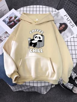 Cute Panda Sleeps Print New Women'S Sweatshirt Warm Vintage Pullover For Woman Fashion Korean Round Neck Hoodie Female