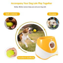 Dog Toy Interactive Automatic Ball Launcher with 6 Tennis Balls Outdoor Thrower Fetch Machine Ball Launcher for Dog USB Charging