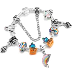 2024 Trendy Silver Cokor Love Key Charm Bracelet With Murano Glass Beads Bracelets For Women Wife Jewelry Pulseras Dropshipping