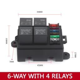 Earu 6-way Fuse Automotive Box with Relay Box Assembly, 12 Way 10 Way 8 Way Modified Circuit Protection Fuse Box
