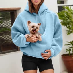 Unisex Fall And Winter Casual Fleece Solid Color Pet Pocket Hooded Sweatshirt Funny Pullover Sleep Tunics Women
