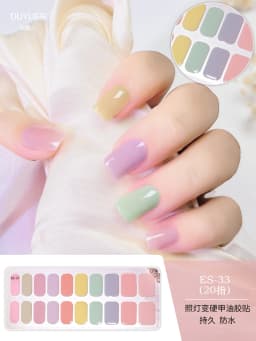 16/20/22Tips Semi-Cured Gel Nail Patch Adhesive Sliders Long Lasting Full Gel Nail Stickers DIY Manicure Harden In UV Lamp Need