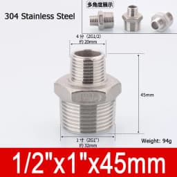 1-10pcs Nipple Connector 1/8"1/4"3/8" 1/2" 3/4"1" Stainless Steel Double Male Thread Equal/Reducing Connector Length 30-100mm
