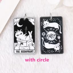 8Pcs 39*23 MM Black White Cat Tarot Card Charms Creative Acrylic Sun Moon And Lovers Jewelry For Earring Necklace Diy