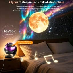 24Pattern Galaxy Ocean Projector 360° Rotatable Projection Stand Built-in Sleep Sounds Bedside Night Lamp Bedroom Decor Kid Gift