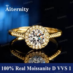 Classic 6 Prong Diamond Ring D Color 1ct Moissanite VVS Round Cut Lab Diamond Ring for Women Engagement Wedding Band Jewelry