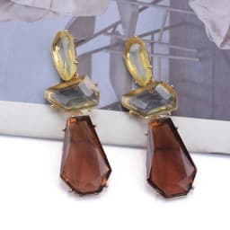 2026 New Fashion Irregular Coffee Resin Long Dangle Earrings Women Indian Ethnic Vintage Statement Metal Big Earrings Jewelry