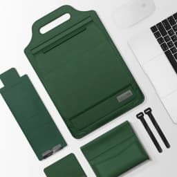 Laptop Holder Case for MacBook Pro Air 16 15.4 13.3 12 11 Bag PU Leather Sleeve Detachable Notebook Cover with Phone Holder