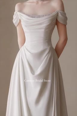 SONDR Customized Wedding Dresses Pearls Satin Korea Off the Shoulder Corset Mermaid Pearls Brides Gowns Women Bridal Dresses