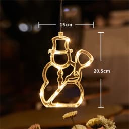 Christmas LED Light Snowflake Santa Hanging Sucker Lamp Window Ornaments Decoration for Home Xmas Navidad 2024 New Year Decor