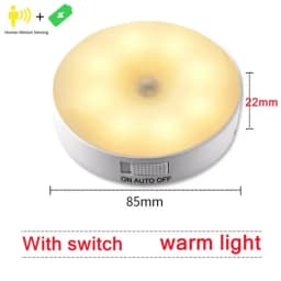 Night Light Motion Sensor Light USB LED Lamp With Switch Rechargeable Inductor Lights For Kitchen Stairs Hallway Closet Bedroom