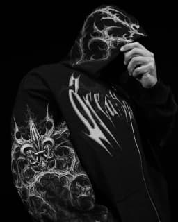 Breathedivinity Large-sized Loose-fitting Printed Full-front Zipper Hooded Sweatshirt