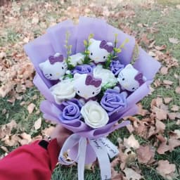 Genuine Hellokitty Kuromi Cinnamoroll Plush Dolls With Artificial Flowers Bouquets Christmas Valentine Graduation Birthday Gifts