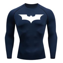 Bat Print Long Sleeve Compression Shirts for Men Gym Workout Running Tees Athletic Quick Dry Tshirts Tops Rash Guard Baselayers