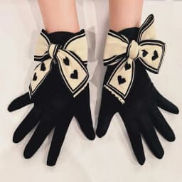 Korean Love Knitted Bow Cold Proof Full Finger Touch Screen Gloves For Women's Winter Plus Velvet Thicken Windproof Driving Warm