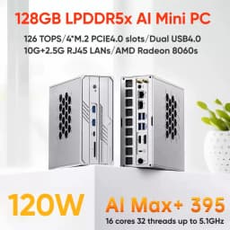 Topton AI Mini PC Gaming 128GB LPDDR5 AMD Ryzen AI Max+395 Radeon 8060S 4*M.2 NVMe Firewall NAS Computer Dual NIC 10G 2.5G WIFI7