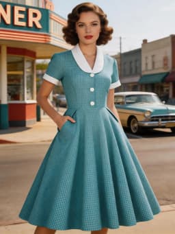 Tonval Shawl Collar Button Up Vintage Robe Plaid Long Dress Evening Elegant for Women Short Sleeve Pockets A-Line Dresses