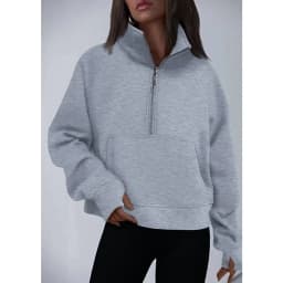 Autumn and winter women's long-sleeved top with a half-zipper loose design, casual long-sleeved sporty versatile sweatshirt