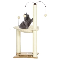 PawHut 56cm Cat Tree for Indoor Cats, Scratching Post with Cat Toys Climbing Tower Activity Centre, Dangling Ball - Grey