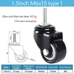 1.5-5 Inch Polyurethane Swivel Caster M6/M8-M12 Screw For Furniture Wheel Caster Wheels 360° Caster Wheel Industrial With Brake