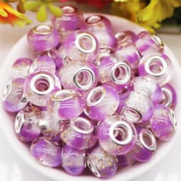 10Pcs Pink Color Smooth Surface European Resin Murano Large Hole Spacer Beads Charms for Bracelet DIY Craft Bracelet Necklace