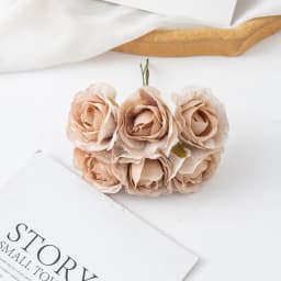 6Pcs Artificial Flowers Wedding Mini Bouquet Wreath Scrapbooking for Home Christmas Decor Diy Holiday Accessories Silk Tea Rose