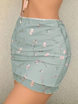Women's Skirt Floral Print Mesh Double Layer High-waisted Mini Skirts 2025 New Summer Streetwear Club Boydcon Vintage Y2K Skirt