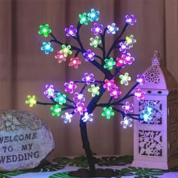 48 LED RGB Cherry Blossom Tree Light with Remote 16 Color LED Artificial Flower Bonsai Tree Table Lamp For Valentine's day Decor