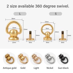 WUTA Round Head Swivel Rivet Leather Rivet with Pull Ring Leather Craft Screw Rivets Metal Handmade DIY Leather Crafts Accessory