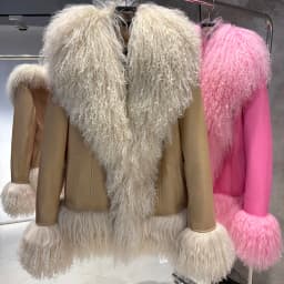 YOLOAgain Real Mongolia Sheep Fur Collar Real Leather Jacket Coat Women