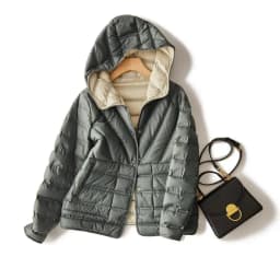 Schinteon Women light White Duck Down Jacket Coat with Hood Double-sided Wearing Casual Simple High Quality Outwear 2023 New