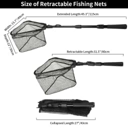 55cm-190cm Telescopic Fishing Net for Salmon Fly Carp Catfish Trout Floating Landing Net Easy Catch & Releasee Foldable