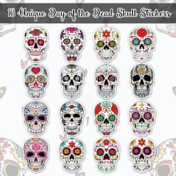 500pcs Skull Sticker Halloween Candy Skull Sticker Dia De Los Muertos Mexico Day of the Dead Sticker for Halloween Party Gift De