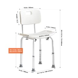 VEVOR Shower Chair Shower Seat with Back Adjustable Height Shower Stool Shower Chair for Inside Shower Bathtub Non-slip Chair