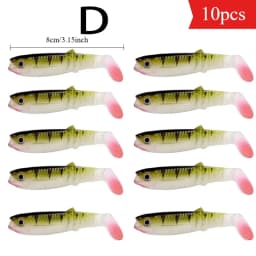 Ackibbik 10pcs Silicone Soft Bait Paddle Tail Swimbait 8cm Artificial Fishing Lure for Walleye Bass Pike Tackle T-Tail Swimbait