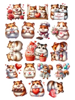 1 set Cute Kawaii Valentine's Day Hamster Stickers Decal For Phone Car Case Laptop Album Diary Backpack Stickers stationary