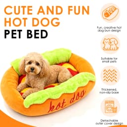 Hot Dog Design Pet Bed Soft Plush Dog Cat Sleeping Mat Removable Washable Pet Bun Sofa Bed