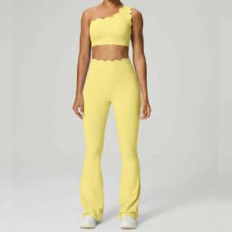Women Yoga Set 2 Piece High Elastic Slim Fit High Waist Leggings Gym Tops Tummy Control Booty Lifting Workout Activewear