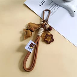 1PC Dachshund Keychain Bag Charm Mini Star PU Leather Creative Gift for Women Purse Car Hanging Chatm Accessories
