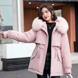 Women's Winter Warm Hooded down Jacket Coat Street Style Loose Fit Knitted Long Sleeve Mid-Length Overcoat from China