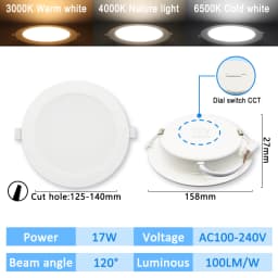 10pcs CCT Spot Downlight Recessed LED Ceiling Light 3 Color Adjusted AC100-240V Dial Swich 3000K/4000K/6500K Indoor Lighting
