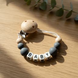 Personalized Baby Pacifier Clip Custom Name Silicone Crown Beads Heart Wooden Holder Handmade Teether Chain BPA Free Gift