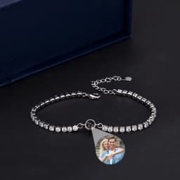 Custom Photo Bracelet Personalized Photo Projection Bracelet Circle Photo Bracelets with Picture Inside for Women Birthday Gifts