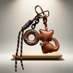 Cute Leather Cat Bag Charm Kawaii Donuts Keychain with Aesthetic Backpack Pendant Gift for Cat Lovers Women Girls