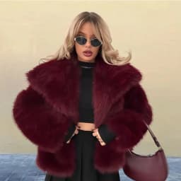 Retro Long Sleeved Fur Jacket for Women Solid Color Lapel Faux Fur Cardigan Tops Fashion Ccasual Thickened Warm Overcoat