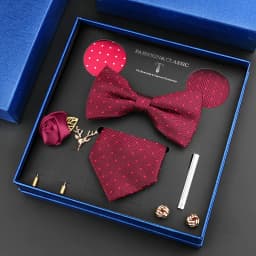 Luxury Neck Tie Set For Men Classic Brand Necktie Bowtie Hanky Cufflinks Floral Brooches Tie Clip Set Wedding Business Box Gift