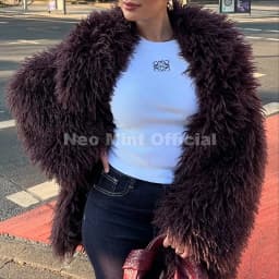 Neo Mint Winter 2025 Trend Burgundy Obsession Long Faux Mongolia Sheep Fur Jacket Coat Women Chic Lapel Collar Fluffy Overcoat
