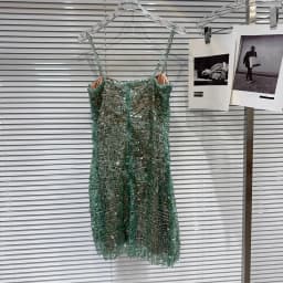 DEAT Heavy Industry Diamond Chain Pearl Suspender Dresses Women For Women 2024 Summer New Party Strap Dress Female 29L7707